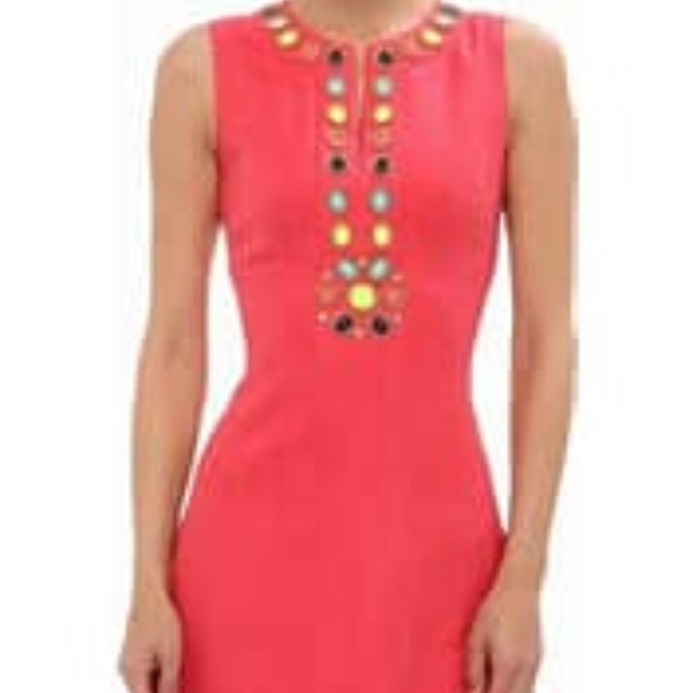 Kate Spade Edith Linen Jeweled Sleeveless Dress Size 8